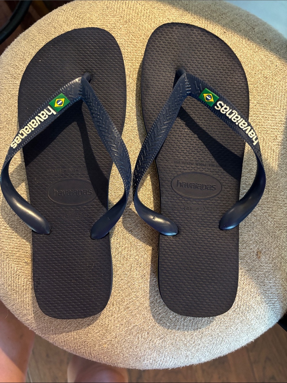 Havaianas Navy Unisex Flip Flops with Brazilian Flag Accent on Straps